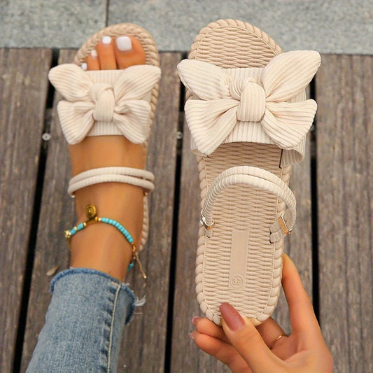 Chaussons plats à nœud papillon tendance pour femmes