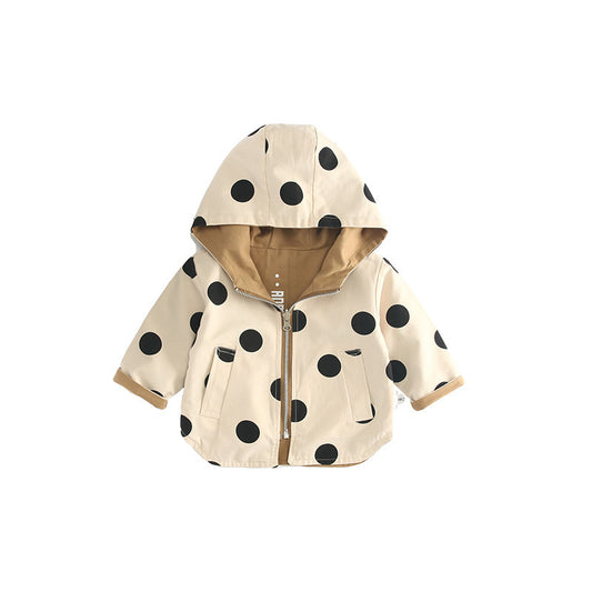 Veste bébé en coton printemps et automne à capuche des deux côtés