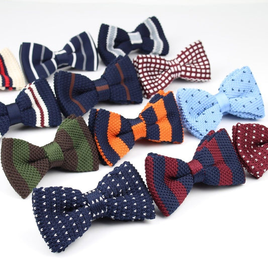Nœud papillon en tricot pour homme et femme, nouveau style, ajustable, double pont, pour le cou, pour robe en tricot, de créateur