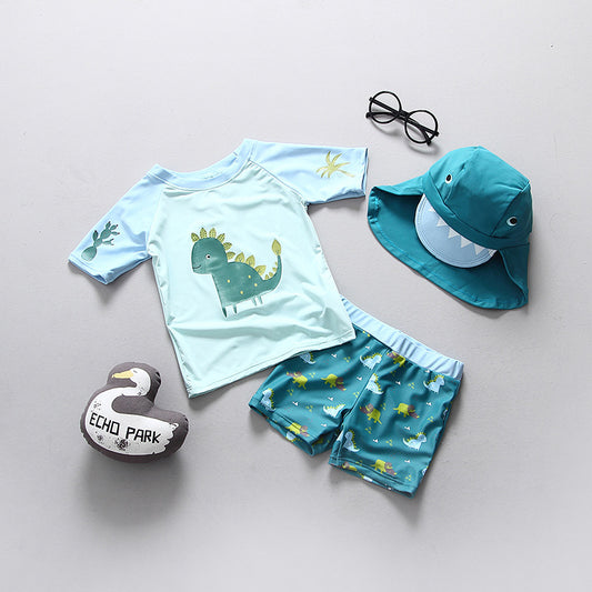 Maillot de bain enfant garçon UPF50, motif dinosaure, protection UV, protection anti-éruption 