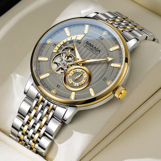 Montre automatique étanche pour homme, montre mécanique multifonction