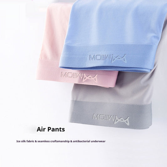 Boxer d'été en soie glacée sans coutures pour homme, doux, respirant et confortable