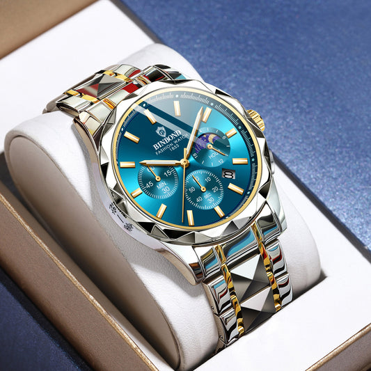 Montre multifonctionnelle à fermoir papillon pour homme