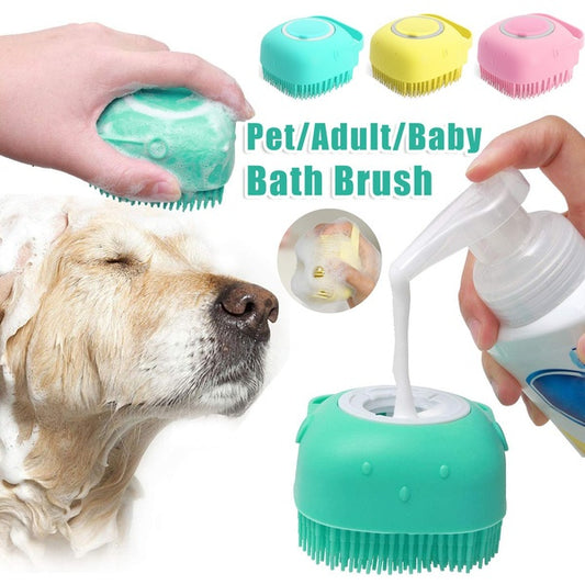 Gants de massage en silicone pour chien, brosse de nettoyage pour salle de bain pour animaux de compagnie et chats, peigne, brosse pour chien, peut verser du shampoing, fournitures de toilettage pour chiens