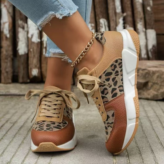 Baskets décontractées à lacets et semelle épaisse pour femme, style camouflage