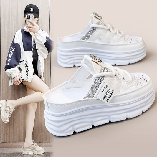 Chaussures décontractées à plateforme ajourée Chaussures blanches Sandales