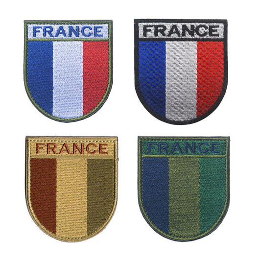 Brassard brodé en velcro à rayures bleues, blanches et rouges