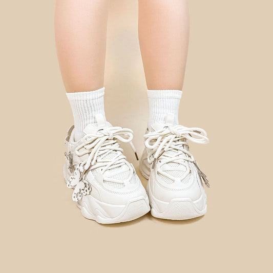 Chaussures blanches décontractées minimalistes à semelles épaisses pour femmes