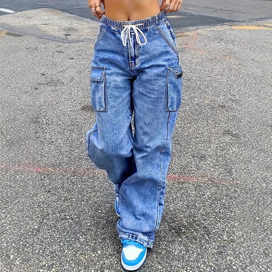 Jeans de travail rétro américain pour femmes, nouvelle coupe amincissante et ample