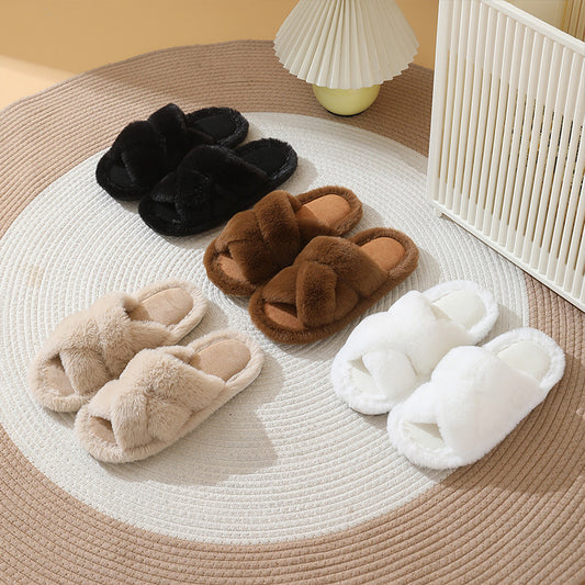 Chaussons en velours pour femme, chaussures d'extérieur, semelles épaisses, grande taille