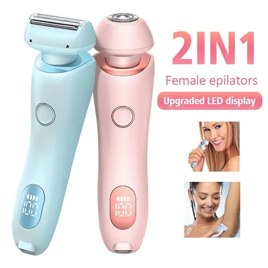 Épilateur 2 en 1 rechargeable par USB pour femmes, rasoir pour le corps, le visage, les jambes, les aisselles, les mains et le pubis