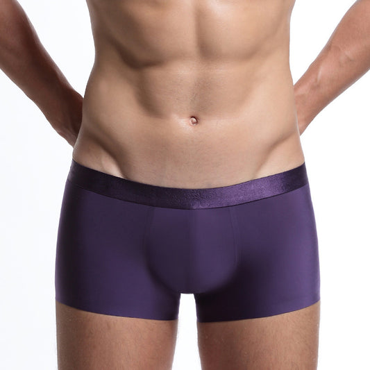 Boxer homme en soie glacée, taille moyenne, sans trace