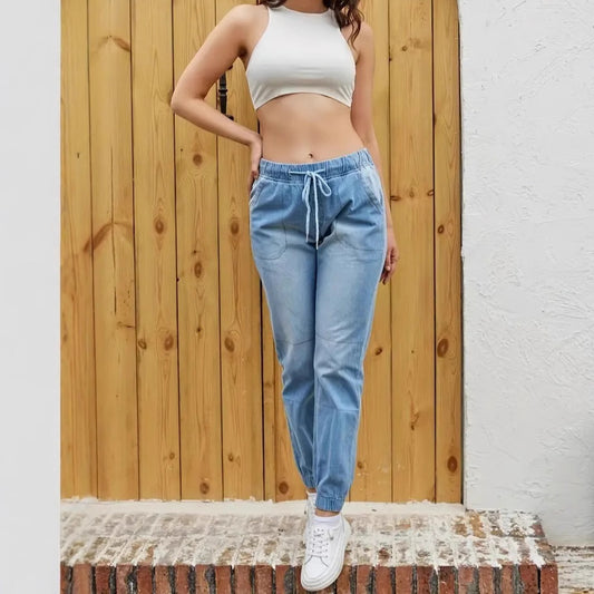 Jeans à taille élastique pour femme