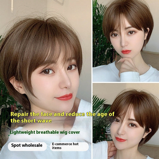 Perruque femme en cheveux naturels courts et lisses