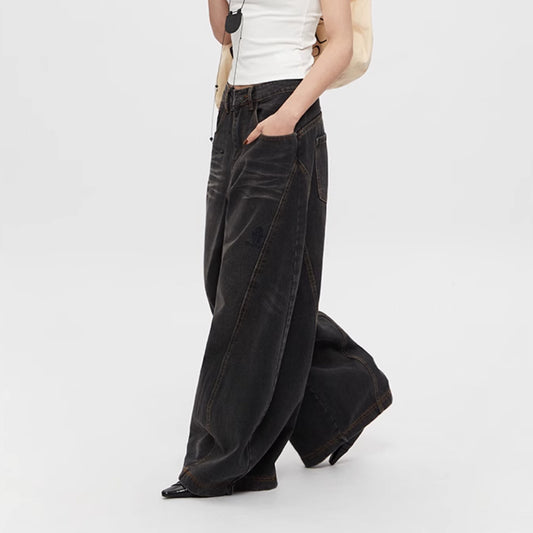 Jeans rétro amples, droits et tombants, pantalons à jambes larges